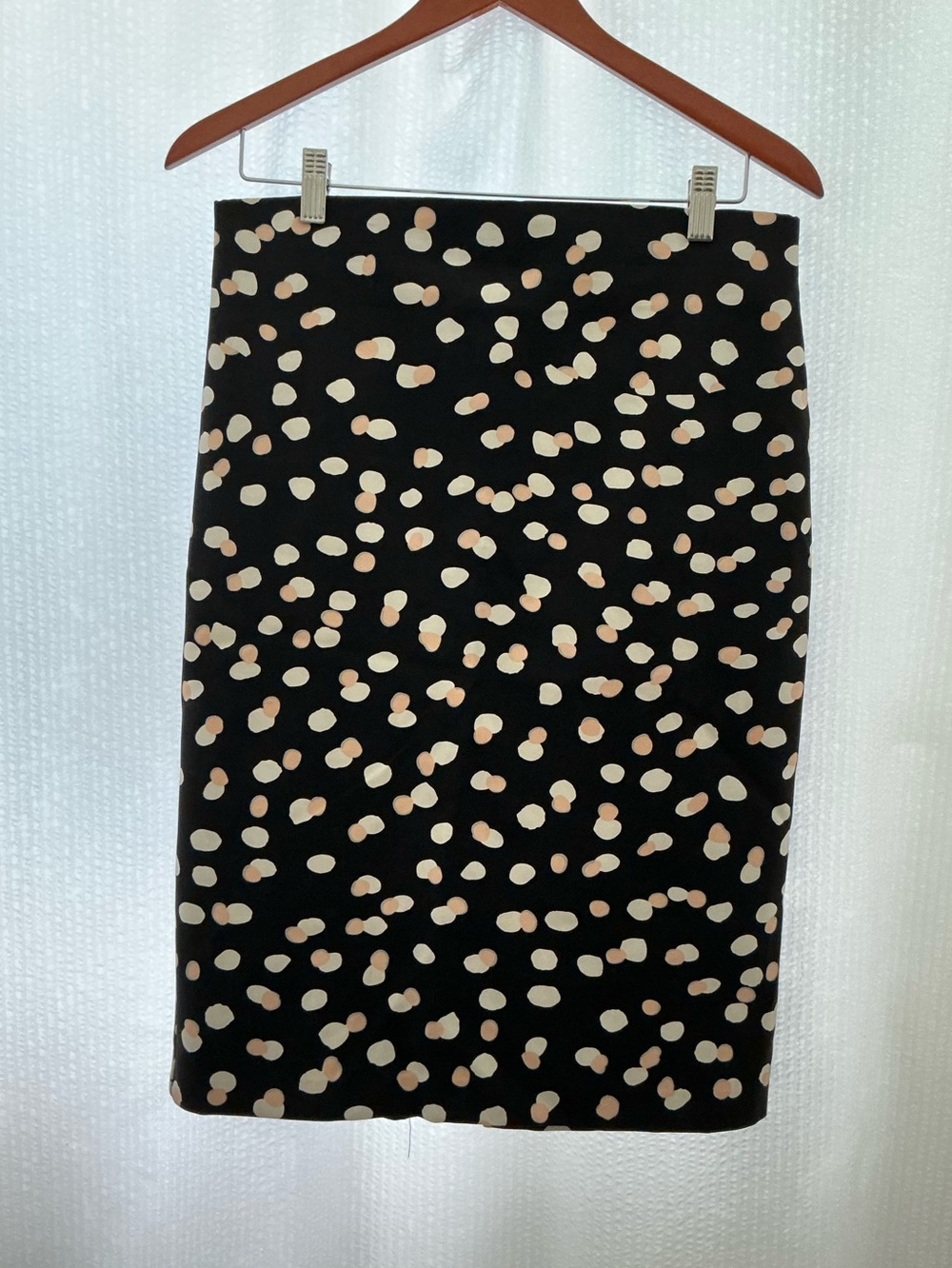 Philosophy Black Pencil Skirt with White and Light Pink Dot Print